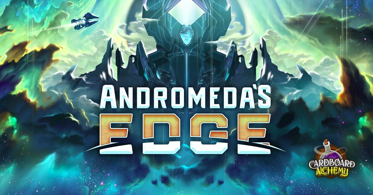 Box art for Andromeda's Edge showing spacecraft and colorful faction fleets against a starfield